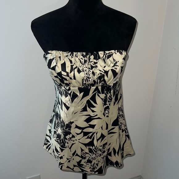 Ann Taylor strapless gathered top silky polyester top blouse Sz 8P - Picture 1 of 7